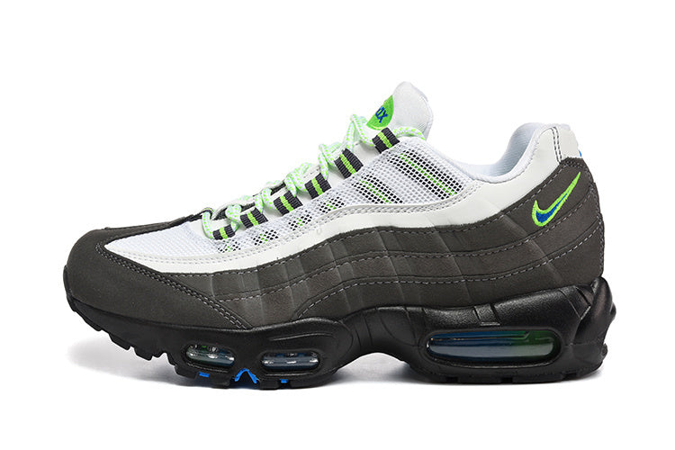 Nike Air Max 95 – Grey / White with Neon Green & Blue Accents